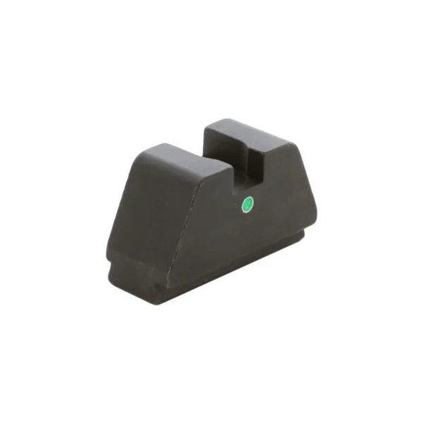 Ameriglo Green Tritium Single Dot Rear Sight, black angled rear view with green dot and square notch