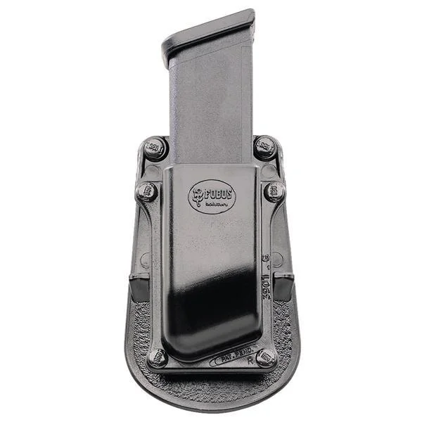 Fobus Single Magazine Paddle Pouch, black front view holding a magazine