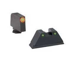 Ameriglo Green Tritium Round Outline Orange Glock sights, front and rear sights with colored dots