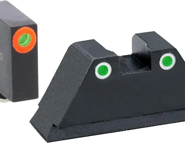 Ameriglo Green Tritium Round Outline sights, black set with green and orange inserts