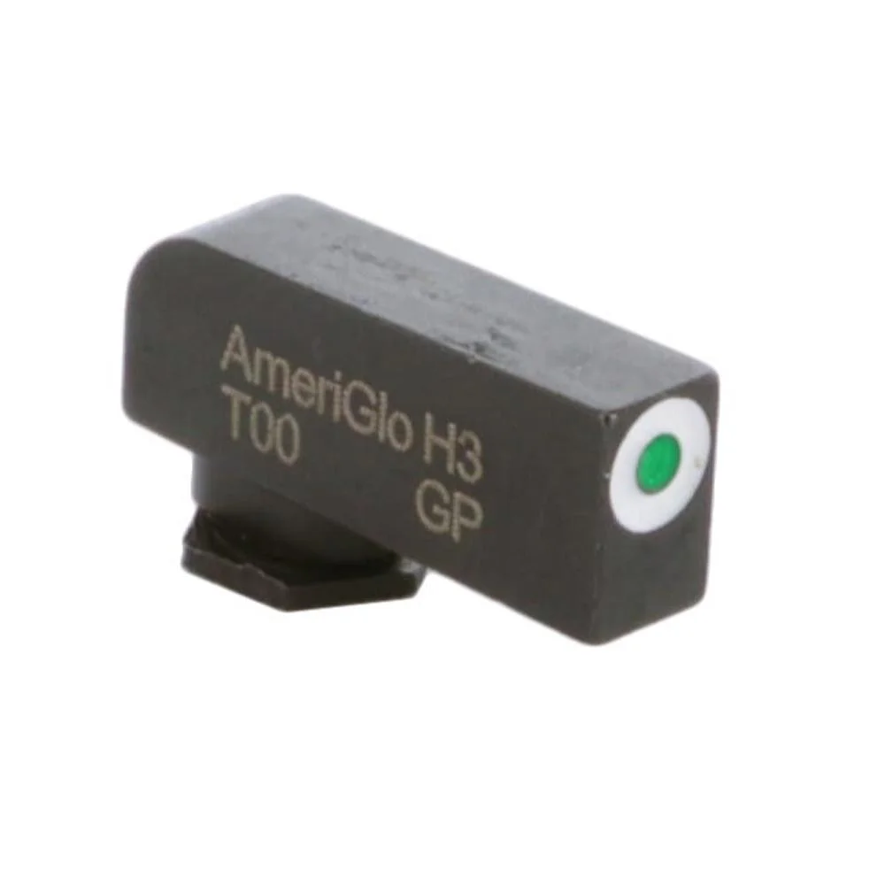 green-tritium-night-sights-glock-primary Ameriglo Green Tritium White Outline Stock Front, black angled view with green-centered white dot