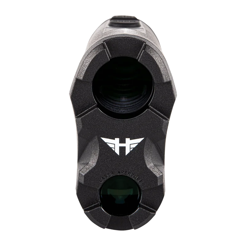 halo-xlr1600-6x-rangefinder-1600-yards-primary Gsm Halo XLR1600 black rangefinder, front view showing two circular lenses