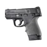 Hogue HandAll Beavertail grip sleeve, slate gray on handgun in left-side view