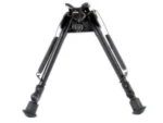 Harris Bipods Model L Low, black front view with extended spring-loaded legs