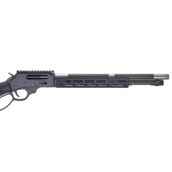 Henry SPD HUSH Series Lever Action Rifle, black right-side view with slotted handguard and rail