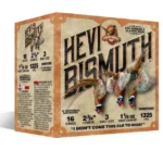 Environ Metal Inc HEVI-Shot HEVI-Bismuth Upland Shotshells tan retail box, front and side view