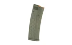 HEXMAG SERIES 2 olive drab green curved magazine, angled side view with hexagonal texture