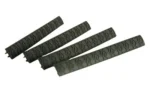 HEXMAG MLOK WDGELOK SLT CVR 4 PK BLK four black textured slot covers in angled top view