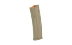 HEXMAG SERIES 2 flat dark earth curved magazine, angled side view with orange follower