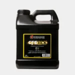 Hodgdon Gunpowder CFE BLK, front view of black handled container with yellow and black label
