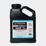 Hodgdon H335 Spherical Rifle Powder, black handled container with front label