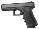 Hogue HandAll Beavertail Grip Sleeve Glock 17 Gen 1-2-5 Black, fitted on pistol grip, left view