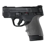Hogue HandAll Beaver Tail Grip Sleeve S&W M&P 9 Shield Plus, slate gray on pistol, right side