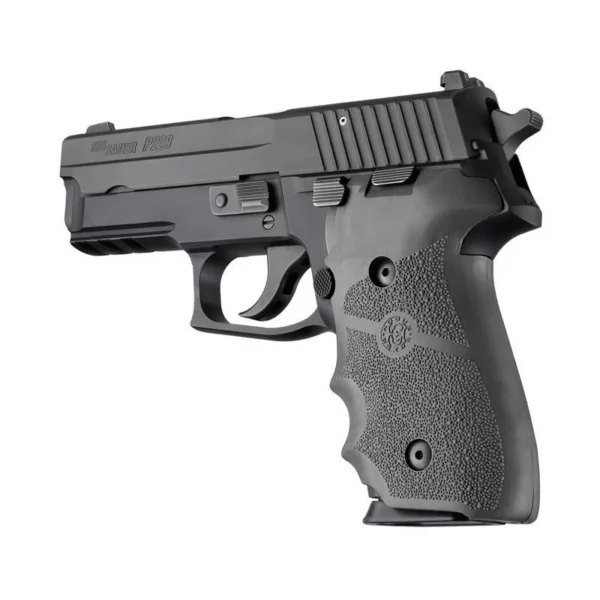 Hogue Overmolded Rubber Grip for Sig Sauer P228/P229, grey finger-groove grip installed