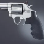 Hogue Taurus Medium and Large Frame Square Butt grips, black, installed on a silver revolver