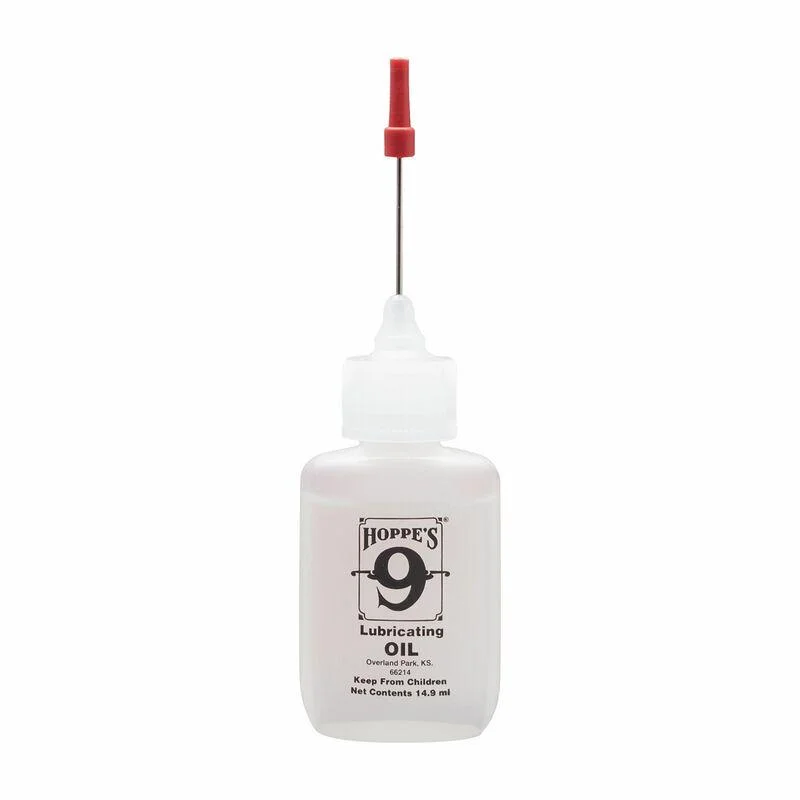 hoppes-9-precision-lube-14-9ml-primary Hoppe's HOPPES #9 PRECISION LUBE 14.9ML white squeeze bottle with red needle applicator, front view