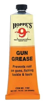 Hoppe's HOPPES GUN GREASE orange and yellow tube shown upright with black cap