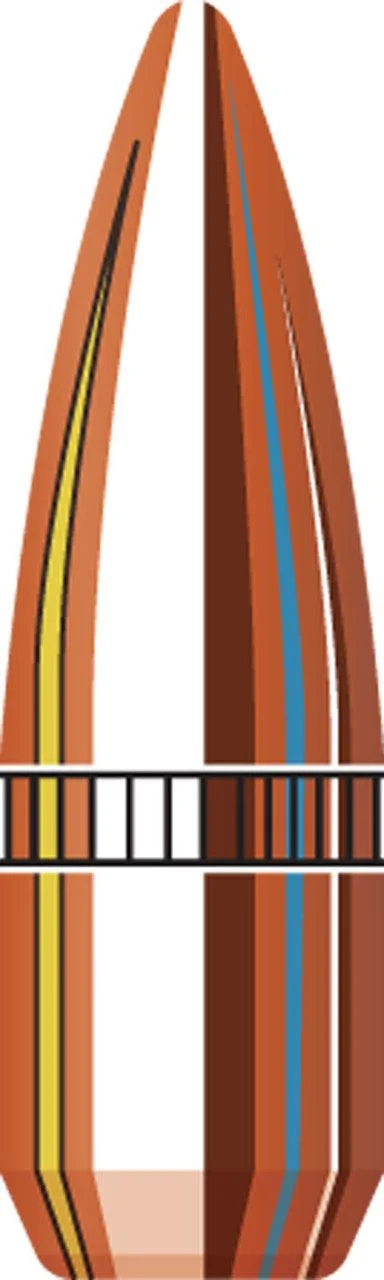 hornady-22-cal-62-gr-fmj-rifle-bullets-primary Hornady Traditional FMJ Rifle Bullets, cutaway graphic showing pointed copper-colored bullets