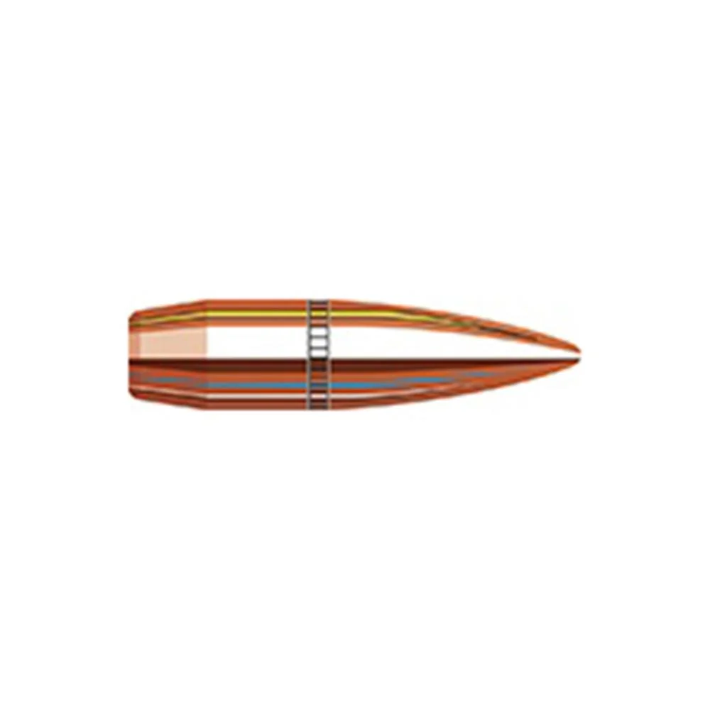 hornady-303-cal-174-gr-fmj-bt-rifle-bullets-primary Hornady Traditional / FMJ rifle bullet, copper-coloured side view with pointed tip