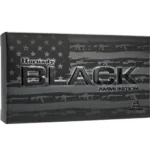 Hornady Black Rifle Ammunition, black front-facing box with flag and rifle graphics