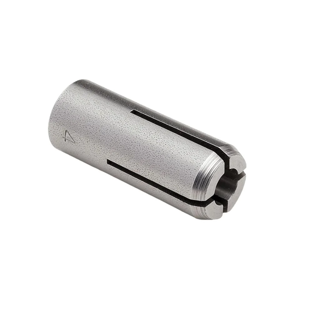hornady-cam-lock-bullet-collets-7-308-312-primary Hornady Cam Lock Bullet Collets #7, silver cylindrical collet in angled view with slotted end