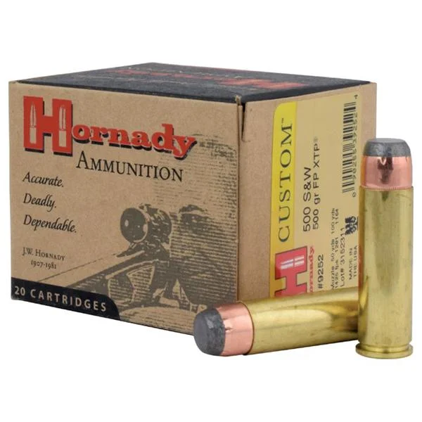 Hornady Mfg Hornady Custom Handgun Ammunition .500 S&W 500 gr XTP 1425 fps 20/ct