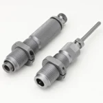 Hornady Custom Grade New Dimension Series III Rifle 2-Die Set, two silver threaded dies