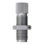Hornady Custom Grade Series V Expander Die silver threaded die with knurled top, front view