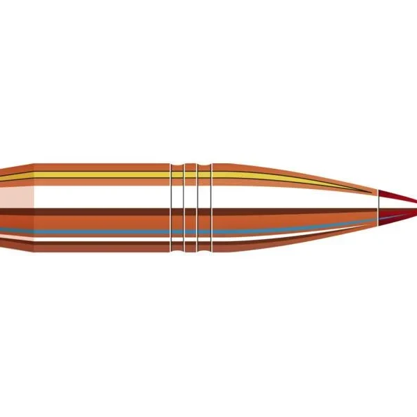 Hornady CX Bullets, side cutaway illustration of a copper-coloured pointed bullet