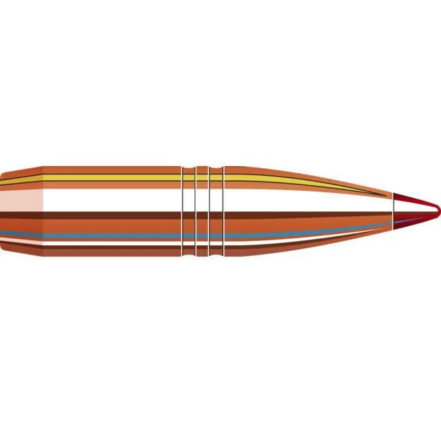 hornady-cx-bullets-338-cal-225-gr-primary Hornady CX Bullets, side cutaway illustration of a copper-coloured pointed bullet