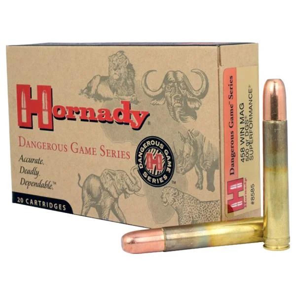 Hornady Mfg Hornady Dangerous Game Rifle Ammunition .458 Win Mag 500 gr DGS 2140 fps 20/ct