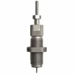 Hornady Full Length Die, front view of silver threaded die with knurled adjustment stem