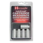 Hornady Lock-N-Load Headspace Comparator Bushings, five silver bushings in clear retail pack