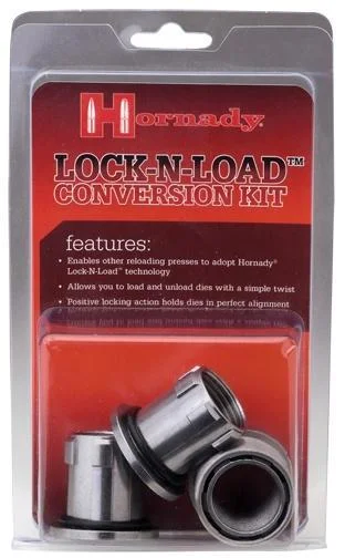 hornady-lock-n-load-pressure-conversion-bushing-ki-primary Hornady Lock-N-Load Press Conversion Bushing Kit, silver and black bushings in red blister pack