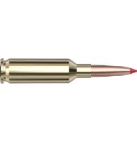 Hornady Match Ammunition 6mm GT, side view of brass cartridge with copper bullet and red polymer tip
