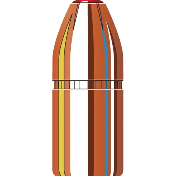 Hornady Sub-X Subsonic Expanding Bullets, illustrated copper bullet cutaway with red polymer tip