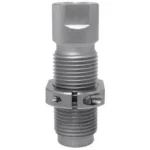 Hornady Taper Crimp Die, silver front view with knurled top and threaded body