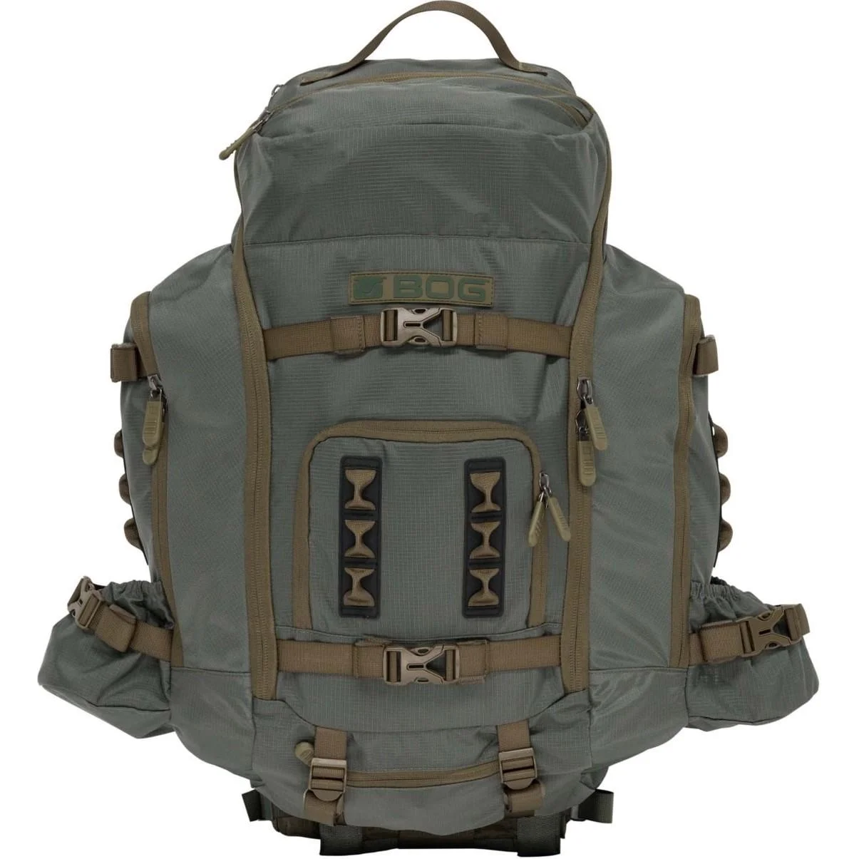hunting-3500-ci-bivy-bag-primary AOB BOG Hunting 3500 ci Bivy Bag, grey, front view with straps, buckles and top handle