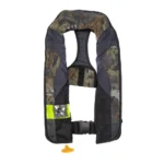 Higdon LifeLine Auto PFD 33g Optifade Timber camouflage vest, front view with black straps
