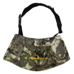 Gsm Muddy Insulated Hand Muff, grey and olive camouflage front view with black waist strap