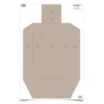 Birchwood Casey Eze-Scorer IPSC Practice Paper Target, front view with tan silhouette and scoring zones