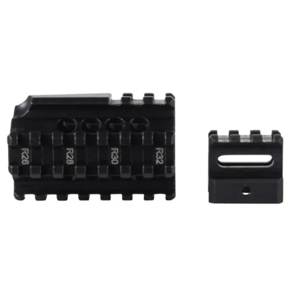 Kel-Tec RFB Quad Rail & Riser Set Black, two black rail components in side view