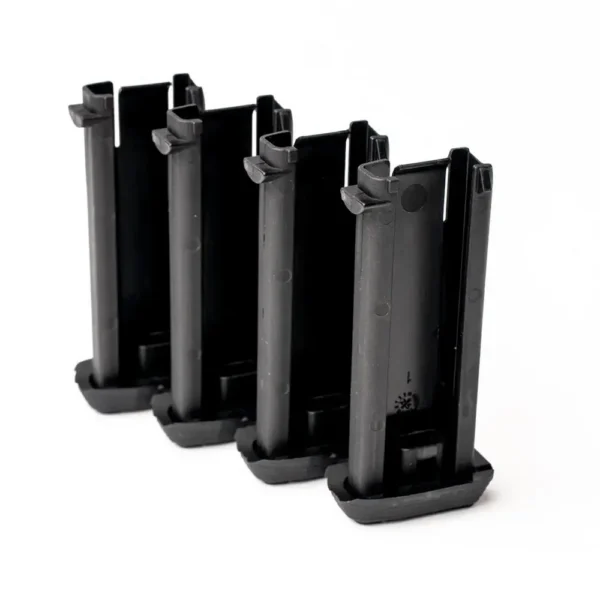 Kel-Tec PR-3AT Stripper Clips, four black clips in an angled row