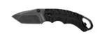 Kershaw Shuffle II Knife, open right-side view with black handle and dark tanto blade