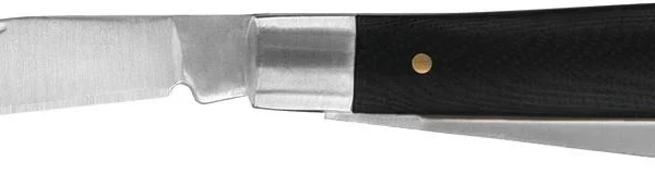 Kershaw Gadsden Knife, open right-side view with silver blade and black handle
