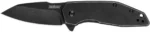 Kershaw Gravel Knife, open black folding knife in right-side view with drop-point blade
