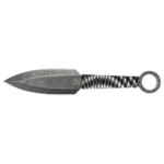 Kershaw ION Throwing Knives, one dark spear-point knife with cord-wrapped handle and ring