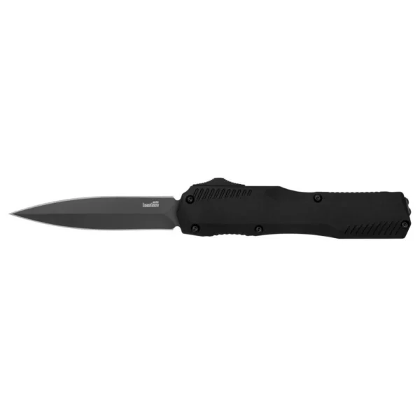 Kershaw Livewire Double Edge Automatic OTF Knife, left side view with black spear-point blade