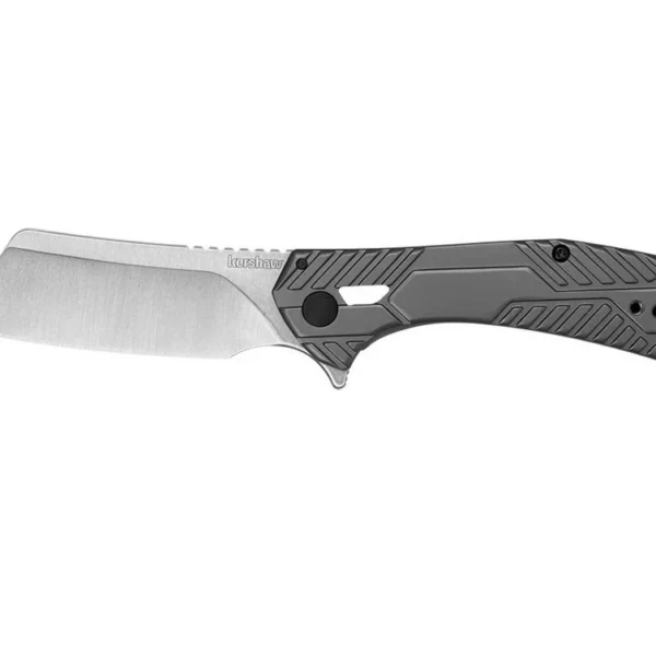Kershaw Static, right side view with satin cleaver-style blade and black textured handle