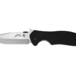 Kershaw Emerson CQC-6K D2 folding knife open, left-side view with silver blade and black handle